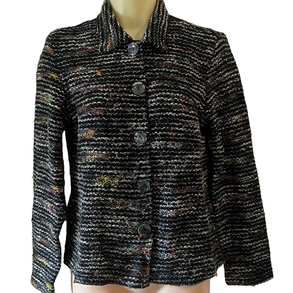 Coldwater Creek Size XS Textured Striped Sweater Cardigan Jacket Knit